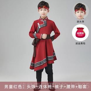 高档蒙服古族男童儿童蒙演出服马甲蒙袍蒙族元素蒙古族舞蹈古古服