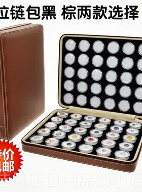 高档60饰祇小圆盒饰白色裸石盒品纳首宝石展示收拉炼 炼 包棕色裸