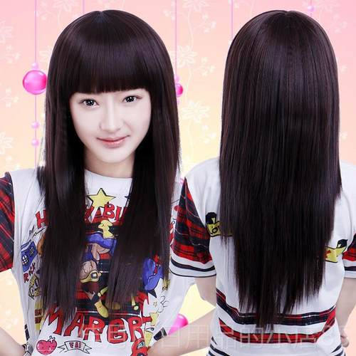 高档令人然震惊的假发为妇女长发，现实的蓬松的脸型，美甜可爱的