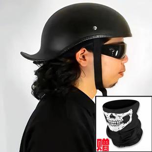 高档肯斯全官日式覆盔古机车半麦盔巡航安夏季男女装饰玻璃纤维小