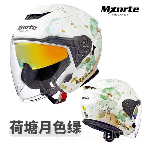 高档Mn男rte迈星特摩托车头盔四季通用女性个机车双镜片四分之x三