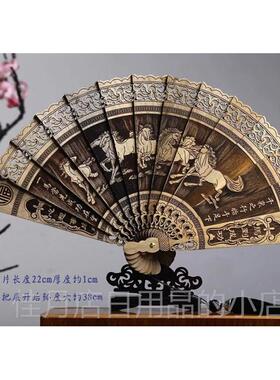 高档空木雕扇子舞扇蹈折镂覆古国风家居轻奢中玄式客厅关高档摆件