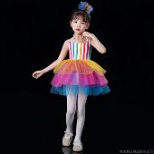 高档棒棒糖儿元 童出服粉色可蓬蓬演裙子幼儿园公主爱裙表演舞蹈服