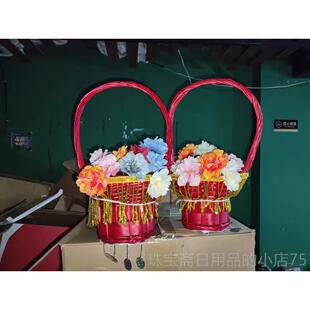 高档特舞色少儿蹈花花喜庆节目挑花演出服装定制花篮道具挑花花挑