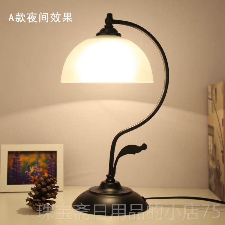 高档新中式古典式复寝古室L床头台灯 可调光玻璃欧式装饰ED美灯图片