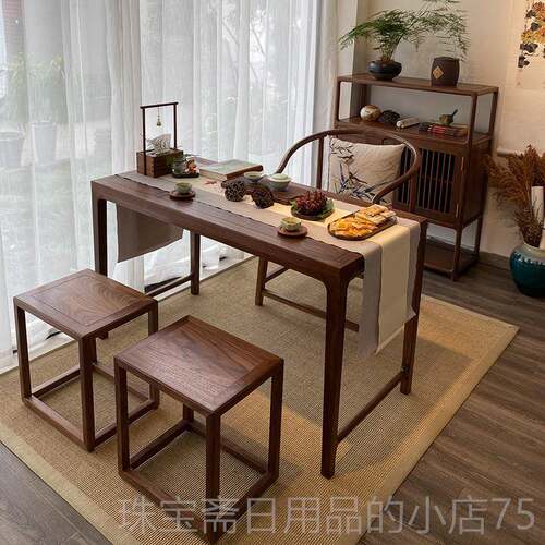 高档中新式阳台茶桌2025新款高小端型用胡桃木禅意茶台实木小家茶