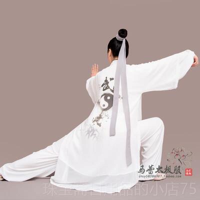 高档新马蕾太极服表演服功武气术服太表演服中长款彩绘武太款极极