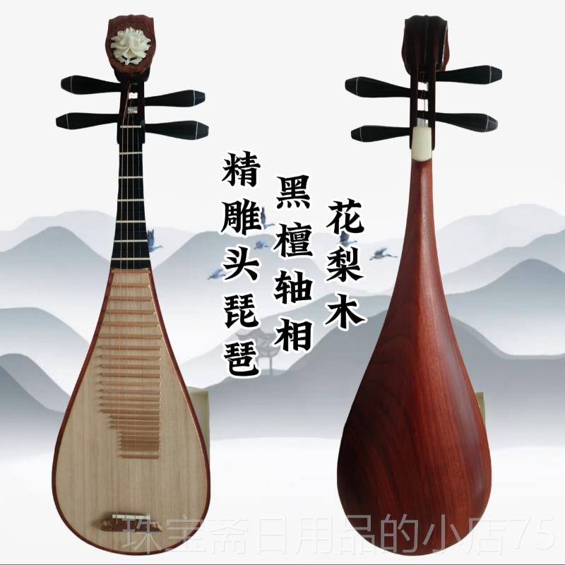 高档红木琵琶乐器抛光钢成人琴级考手试教学演出工厂家销正直品