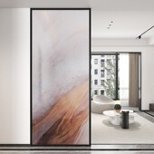 新款 饰墙 客厅木纹艺术钢化玻璃不锈钢屏风隔断进门入户玄关遮挡装