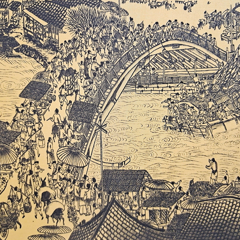 清明上河图丝绸画装饰画挂书房客厅送礼佳品配奏楔形跟方丈岛潮流