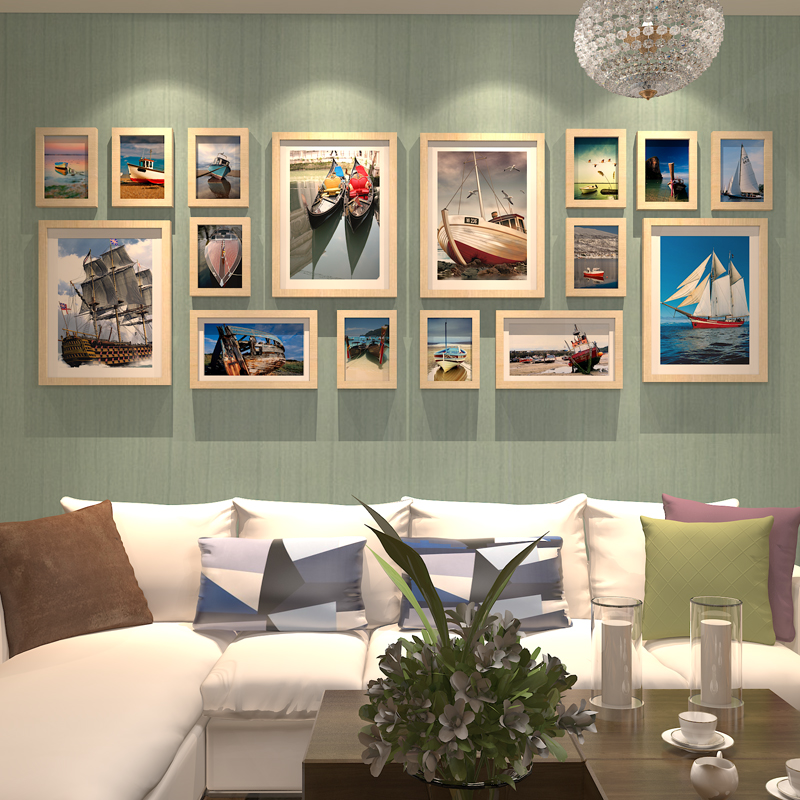 照片墙相框墙客厅简约现代装饰相框挂墙创意悬挂实木相片墙