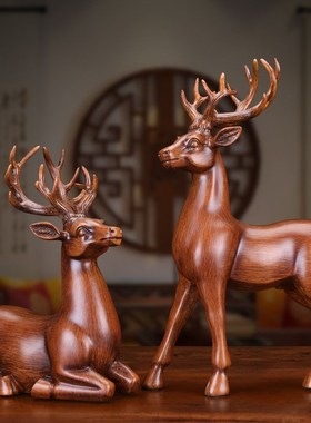 中式鹿摆件家居饰品客厅电视柜酒柜玄关工艺品家装公室软装装饰