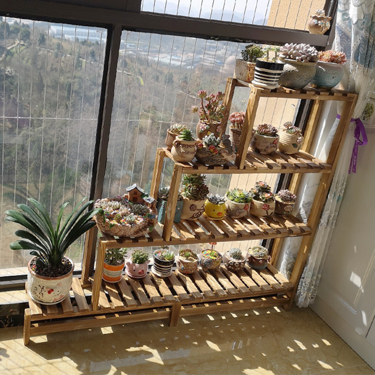 放在窗台上的花架阶梯式多层窗台高低多肉专用阳台台沿实木花架子