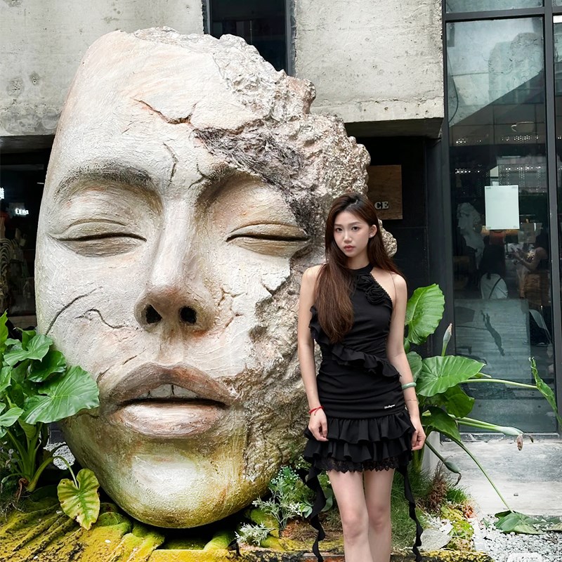 欧式人物咖啡奶茶酒吧KTV商场门头背景墙壁饰雕塑落地装饰摆件