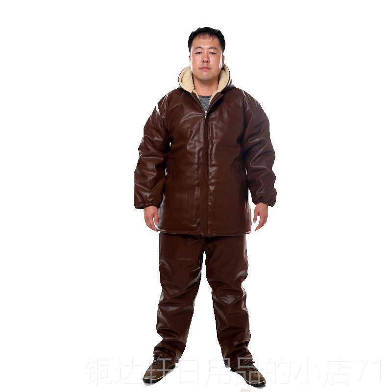 高档男士工作服套装棉衣冬季加厚劳u保棉袄寒水防防油p 皮革防加