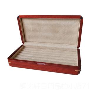 高档饰夭桃非洲花梨木纯实木袖 戒指耳钉男环胸针收纳盒士扣盒首饰