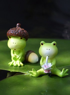 创意可爱青蛙摆件解压公仔情绪稳定庭院阳台花盆造景微景观装饰品