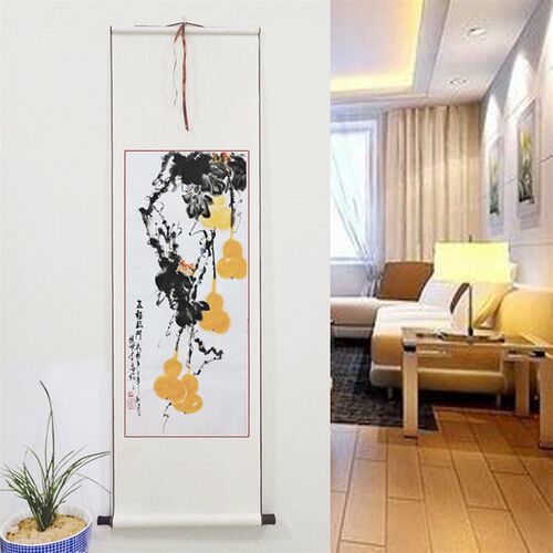 国画葫芦福禄图五福临门手绘真迹客厅装饰画写意花鸟画定制卷轴画