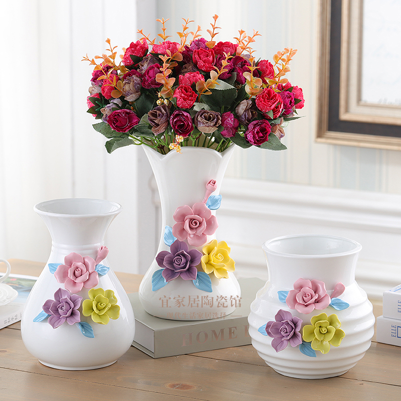 中式陶瓷花瓶花插家居饰品客厅电视柜摆件特色创意手工艺台面花器