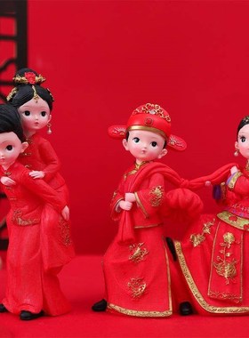 创意新娘和新郎娃娃装饰中式婚礼房间装饰桌面装饰节日婚礼礼品