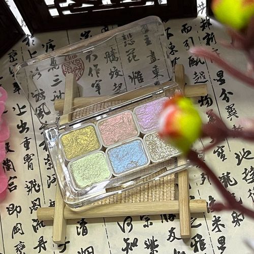 丹青绘偏光细闪珠光水彩颜料6色1ml固体美甲缠花绘画书法渐变晕染