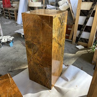 客厅玄关酒店会所展示落地柜雨林啡大理石雕塑摆件软装工艺品底座