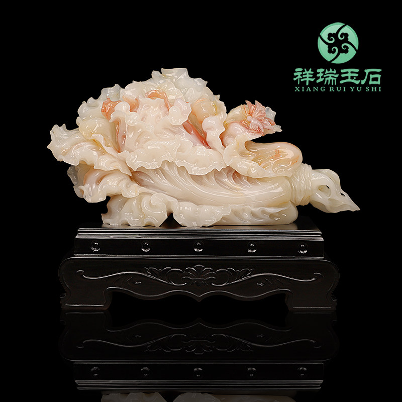 天然玉石白菜摆件客厅酒柜装饰品办公室招财摆设店铺开业商务礼品