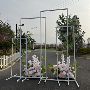 婚庆铁艺架几何屏风拱门婚礼舞台布置背景装饰路引支架道具方框