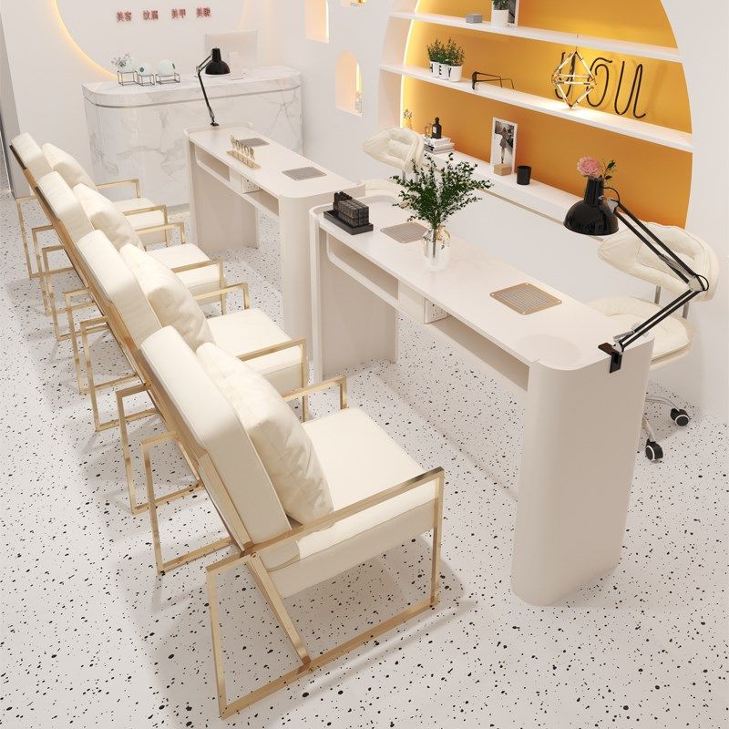 铁叮当奶油风美甲桌椅套装组合自带烤灯吸尘器插座美甲台不漏灰,商业/办公家具,美甲台,淘宝优惠券,粉丝福利购,淘宝优惠卷