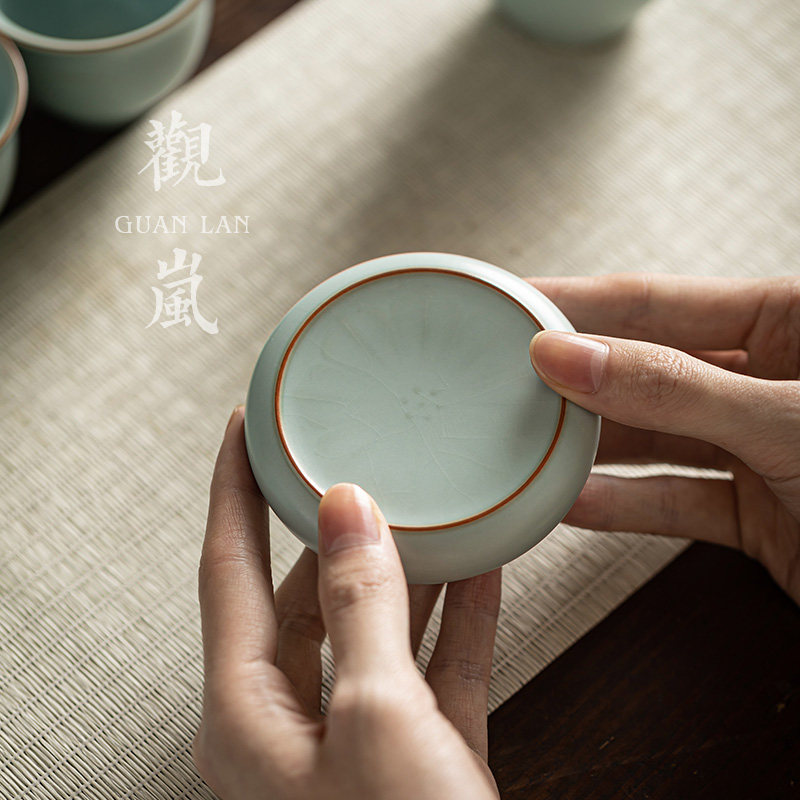 观岚汝窑陶瓷盖置中式家用功夫茶具配件隔热垫子茶壶盖碗盖子茶托