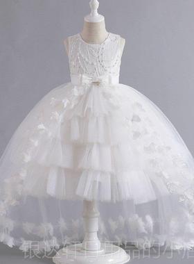 高档女童燕尾裙夏连季儿童表演礼服衣裙生公裙主紫色前短后长日演