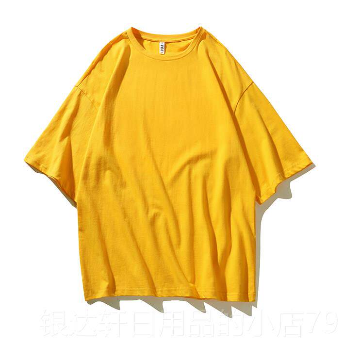 高档五分T恤女定印字logo宽松制工作服diy印肩订制夏季半袖落上衣