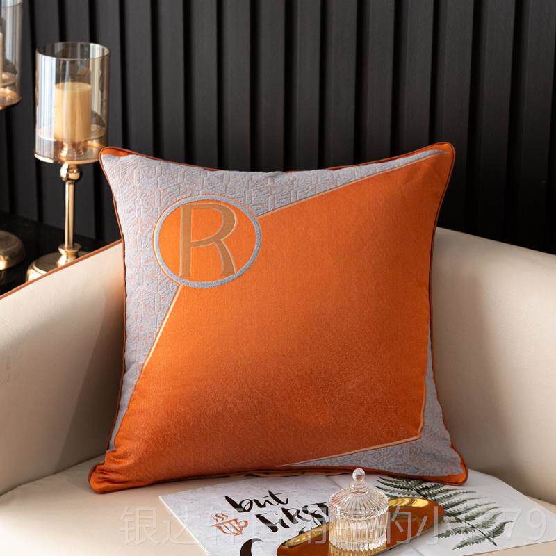 高档提花R刺绣家抱枕套厅客时尚用45靠枕汽车护腰方枕公办室靠垫