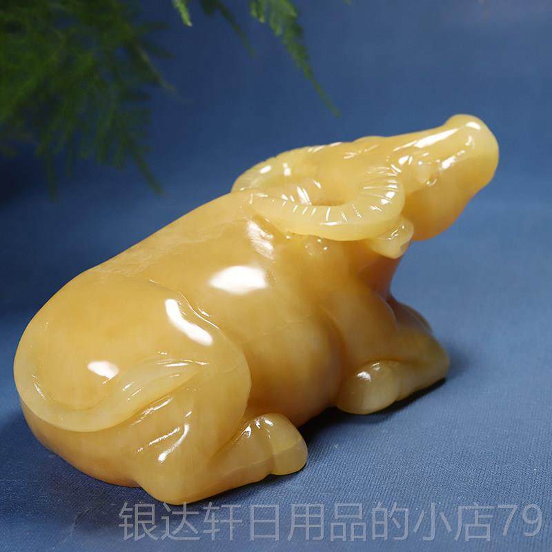 高档装天然米黄玉卧牛生肖玉水牛牛转坤吉祥物玄关石办公室乾桌面,家居饰品,装饰摆件,淘宝优惠券,粉丝福利购,淘宝优惠卷