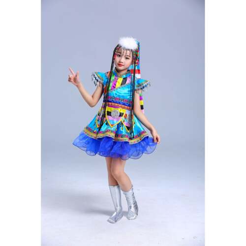 高档童藏族演出服小学生幼儿园表演服水袖舞服蒙装古女童走秀服蹈