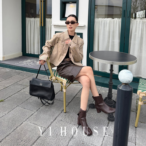 YIHOUSE早秋新款色织领贴袋外套