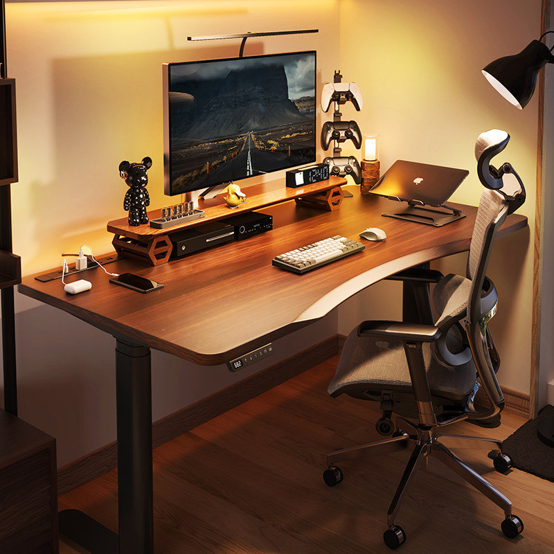 爱特屋 实木电动升降桌办公工作台智能电脑桌电竞桌书桌可订制