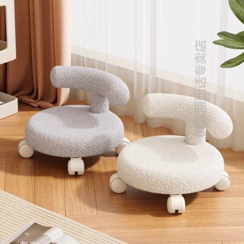 地板凳简约金属铁质万向轮圆凳整装家居带滚轮可旋转绒布软包,住宅家具,万向轮凳,淘宝优惠券,粉丝福利购,淘宝优惠卷