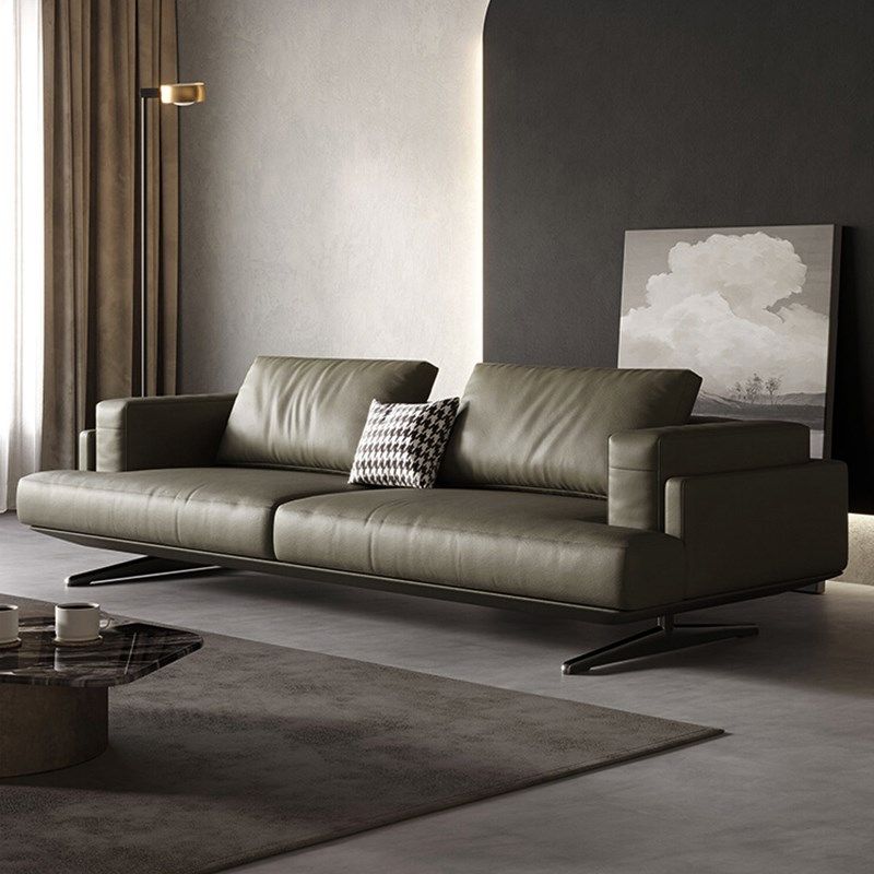 办公商务接待沙发意式简约现代真皮三人位沙发办公室洽谈会客沙发
