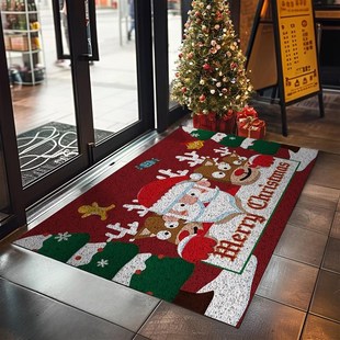 圣诞节入户门地垫商场咖啡门店大门口脚踏垫丝圈垫圣诞氛围感布置
