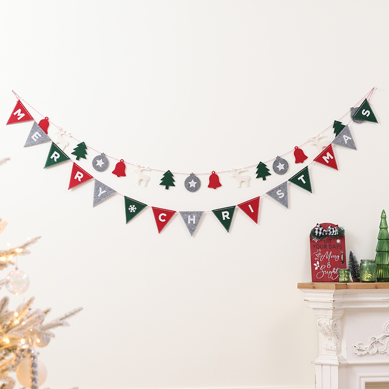 圣诞节装饰品挂件酒店商场橱窗场景布置拉旗吊旗家用圣诞布置道具