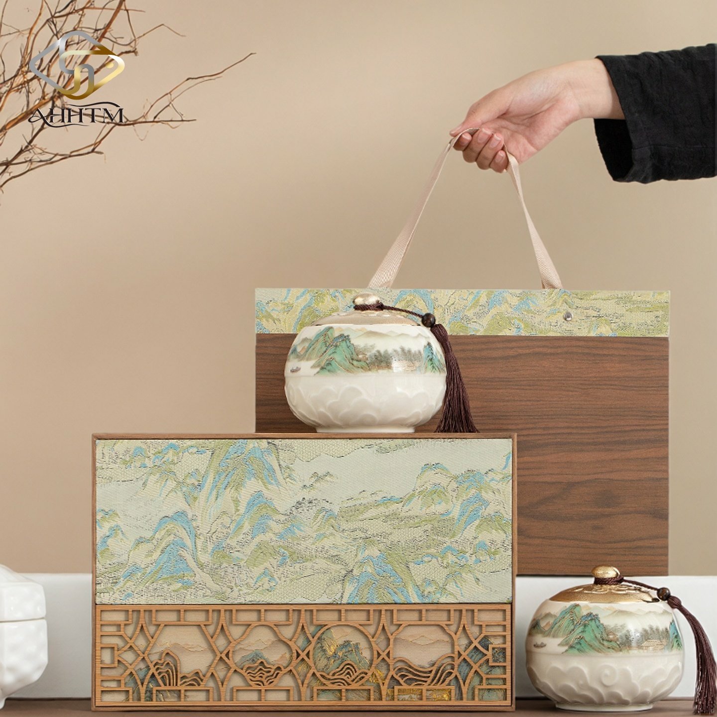 陶瓷茶叶罐礼盒装空盒中式国风普洱茶金骏眉红茶绿茶包装盒空礼盒