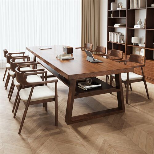 客厅实木书桌双层学生家用一体写字桌书房长条桌高端办公桌工作台