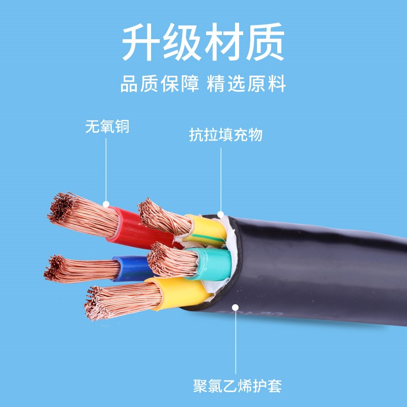 珠江RVV国标软芯铜电缆线2 3  5芯10 1   平方三相四线