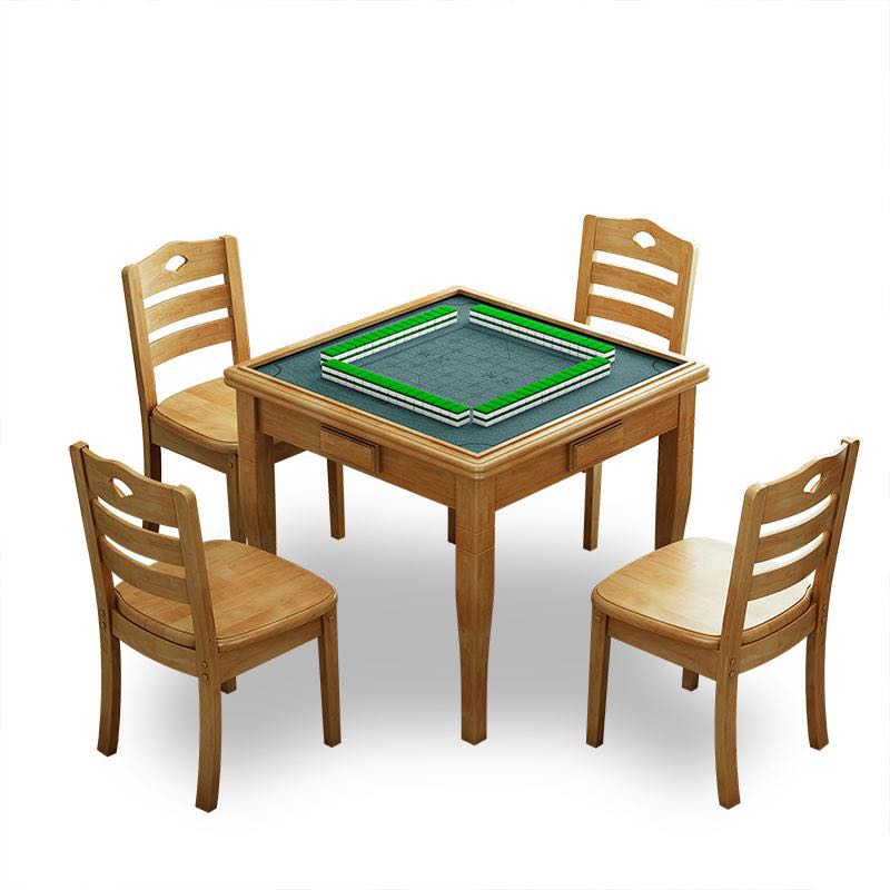实木麻将桌餐桌两用手搓简易家用象棋桌折叠正方形棋牌桌椅自