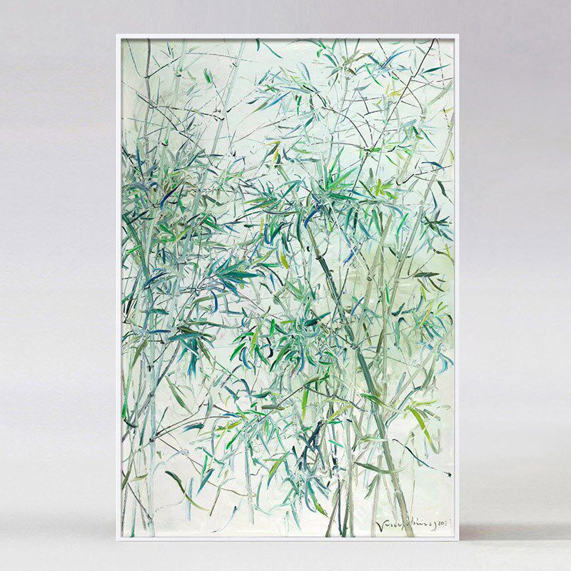 付毅兵装饰画高级感别墅玄关背景墙挂画艺术家画竹子油画如竹之梦