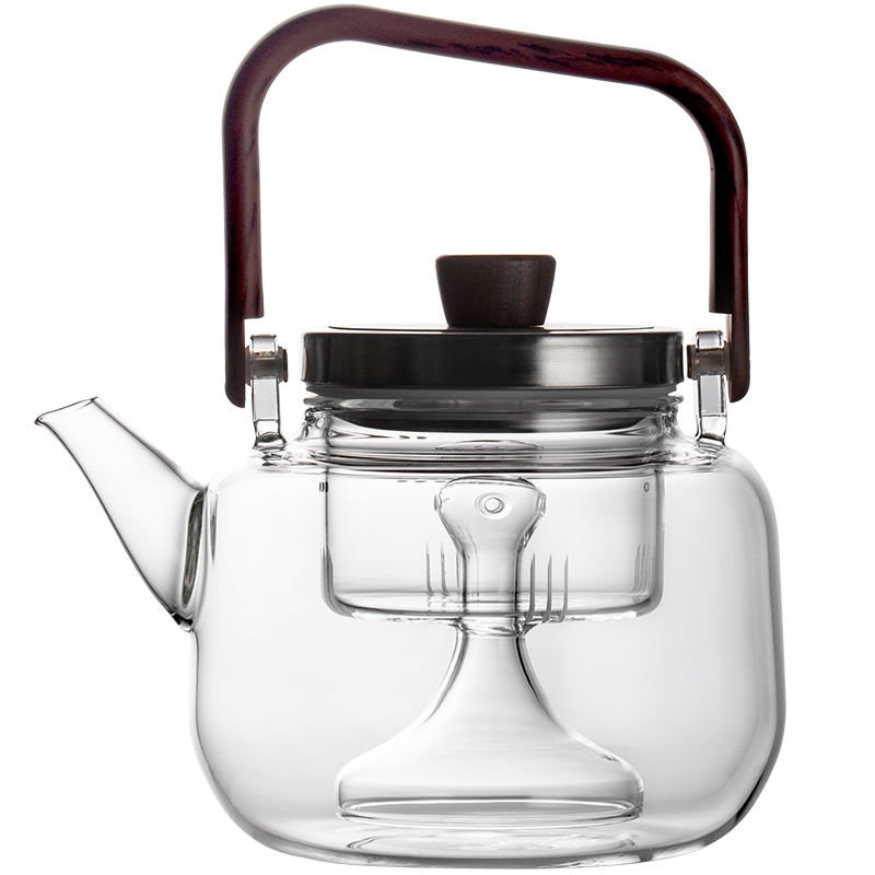 左茗右器茶水分离泡茶壶家用大容量耐热玻璃提梁蒸煮壶煮茶器茶具