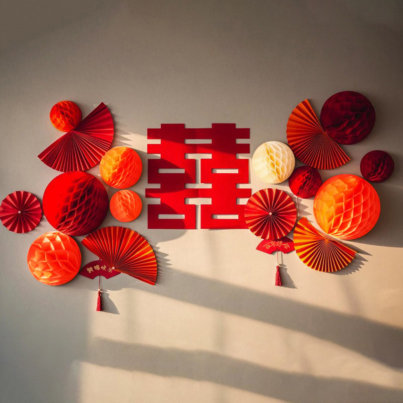 婚房布置套装结婚礼装饰新房卧室客厅男女方背景墙喜字拉花蜂窝球,节庆用品/礼品,拉花,淘宝优惠券,粉丝福利购,淘宝优惠卷