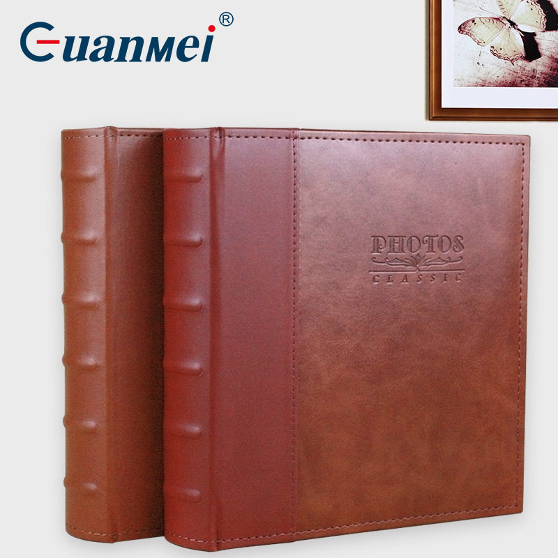 广美皮面4R6寸相册插页式相册200张家庭影集手工相册宝宝成长手册