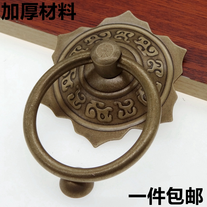 木门拉手青古铜中式大门提手仿古铁门把手老式门铜环实心拉环扣手